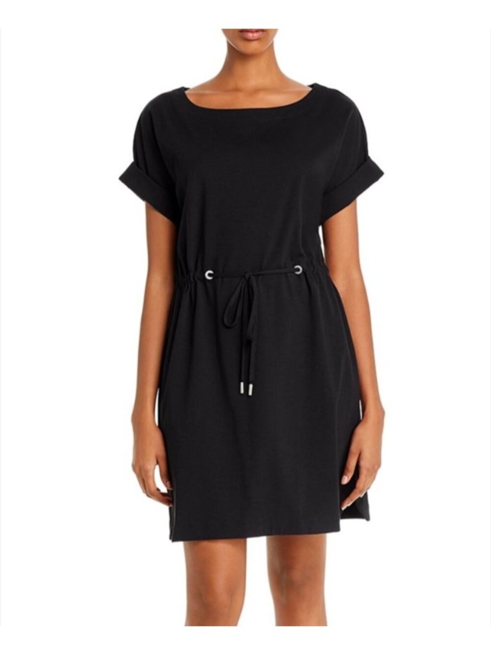 Tommy Bahama Womens Sz Medium Black Drawstring Waist Short Sleeve Dress